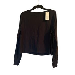 NWT All in Motion Women's Long Sleeve Black T Shirt Cotton/Spandex Size Small